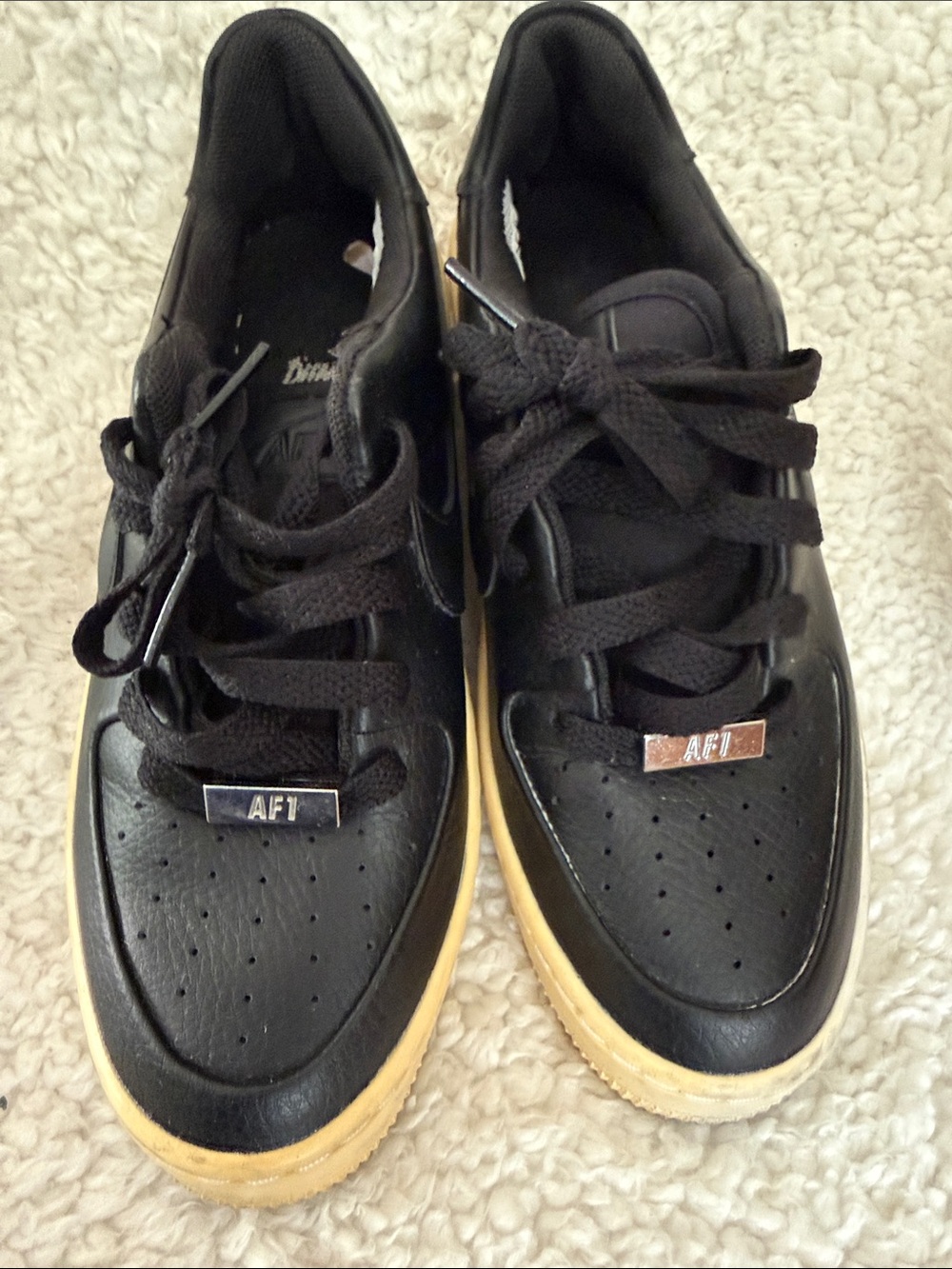 NIKE Women’s Black AF1 Low-Top Sneakers with Gum Sole